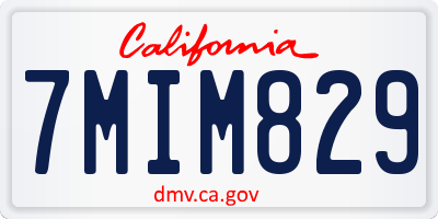 CA license plate 7MIM829