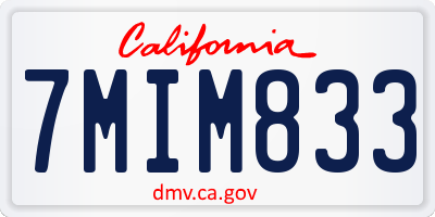 CA license plate 7MIM833
