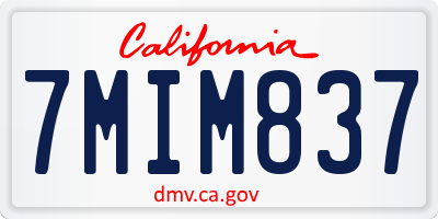 CA license plate 7MIM837