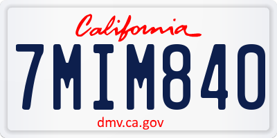 CA license plate 7MIM840