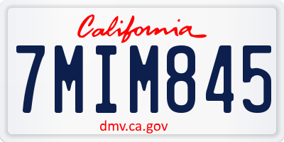 CA license plate 7MIM845
