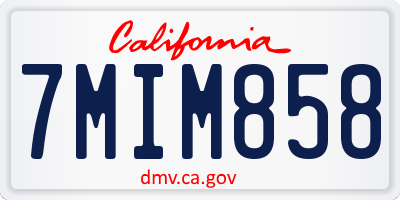 CA license plate 7MIM858