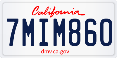 CA license plate 7MIM860