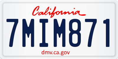 CA license plate 7MIM871