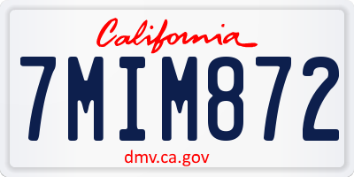 CA license plate 7MIM872
