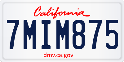 CA license plate 7MIM875