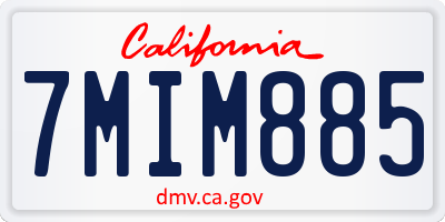 CA license plate 7MIM885