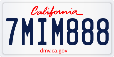 CA license plate 7MIM888