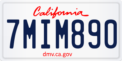 CA license plate 7MIM890