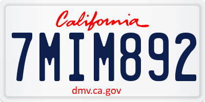 CA license plate 7MIM892