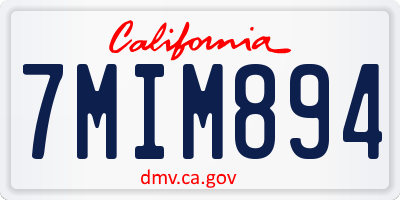 CA license plate 7MIM894