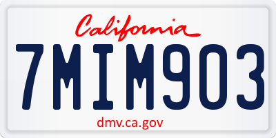 CA license plate 7MIM903