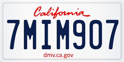 CA license plate 7MIM907
