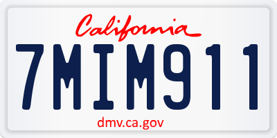 CA license plate 7MIM911