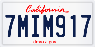 CA license plate 7MIM917