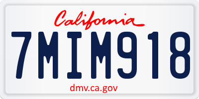 CA license plate 7MIM918