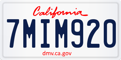 CA license plate 7MIM920