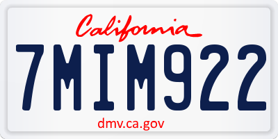 CA license plate 7MIM922