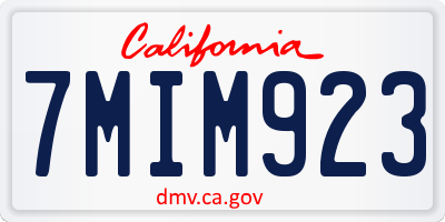 CA license plate 7MIM923