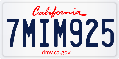 CA license plate 7MIM925