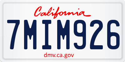 CA license plate 7MIM926