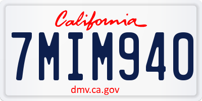 CA license plate 7MIM940