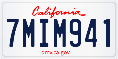 CA license plate 7MIM941