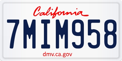 CA license plate 7MIM958