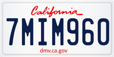 CA license plate 7MIM960