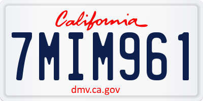 CA license plate 7MIM961