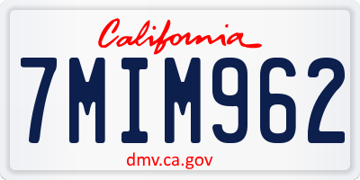 CA license plate 7MIM962