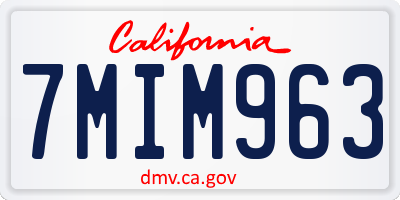 CA license plate 7MIM963