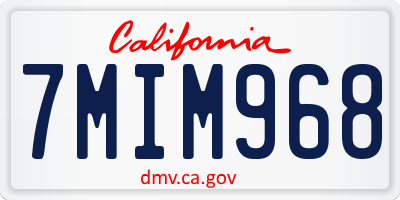 CA license plate 7MIM968
