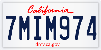 CA license plate 7MIM974
