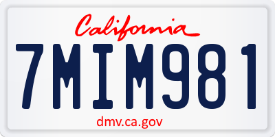 CA license plate 7MIM981