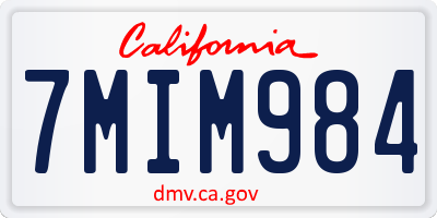 CA license plate 7MIM984
