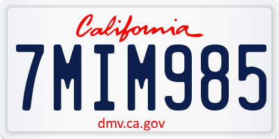 CA license plate 7MIM985