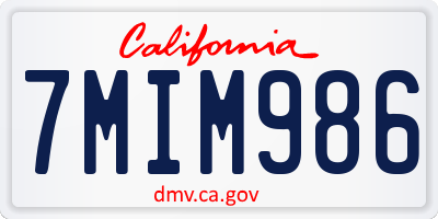 CA license plate 7MIM986