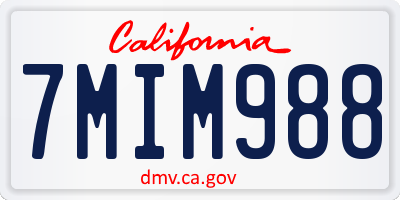 CA license plate 7MIM988