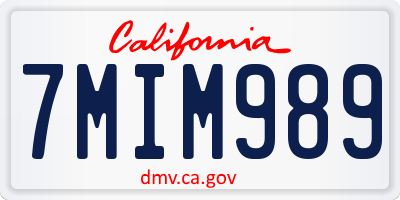 CA license plate 7MIM989