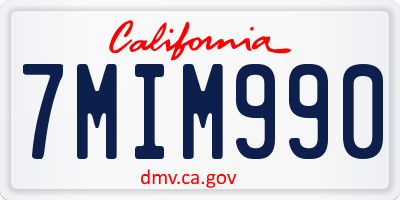 CA license plate 7MIM990