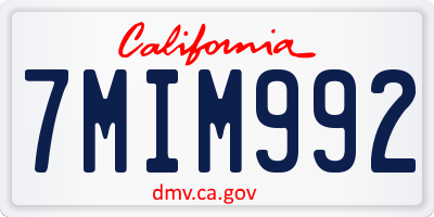 CA license plate 7MIM992
