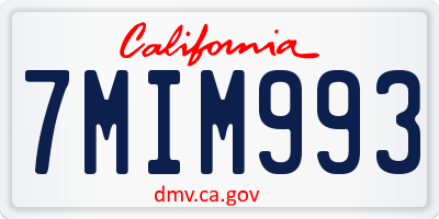 CA license plate 7MIM993
