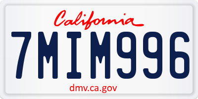 CA license plate 7MIM996