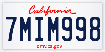 CA license plate 7MIM998