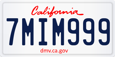 CA license plate 7MIM999