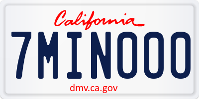 CA license plate 7MIN000