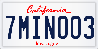 CA license plate 7MIN003