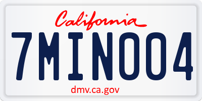 CA license plate 7MIN004
