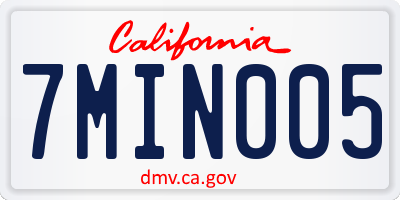 CA license plate 7MIN005